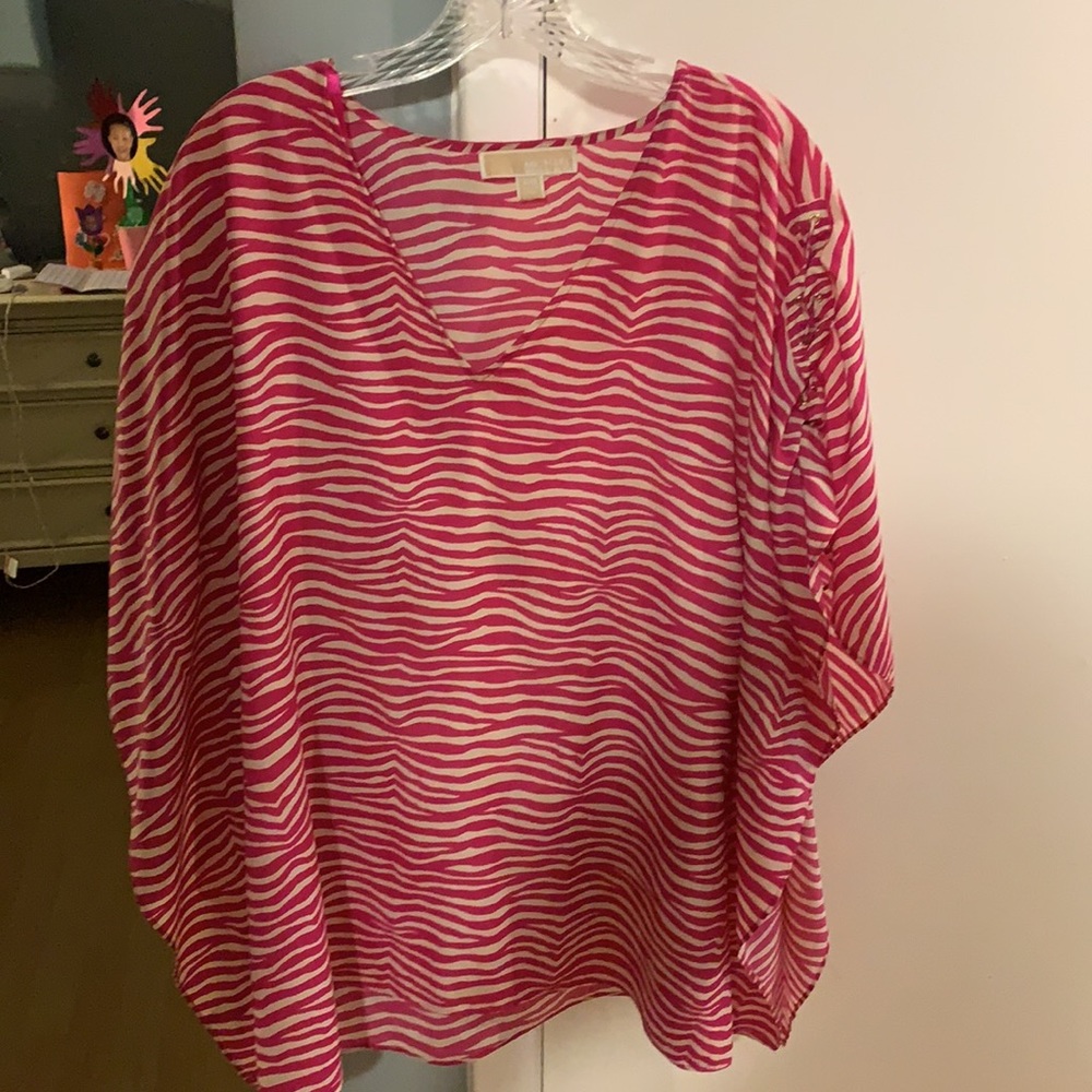 Michael Kors pink & white blouse or beach cover up!